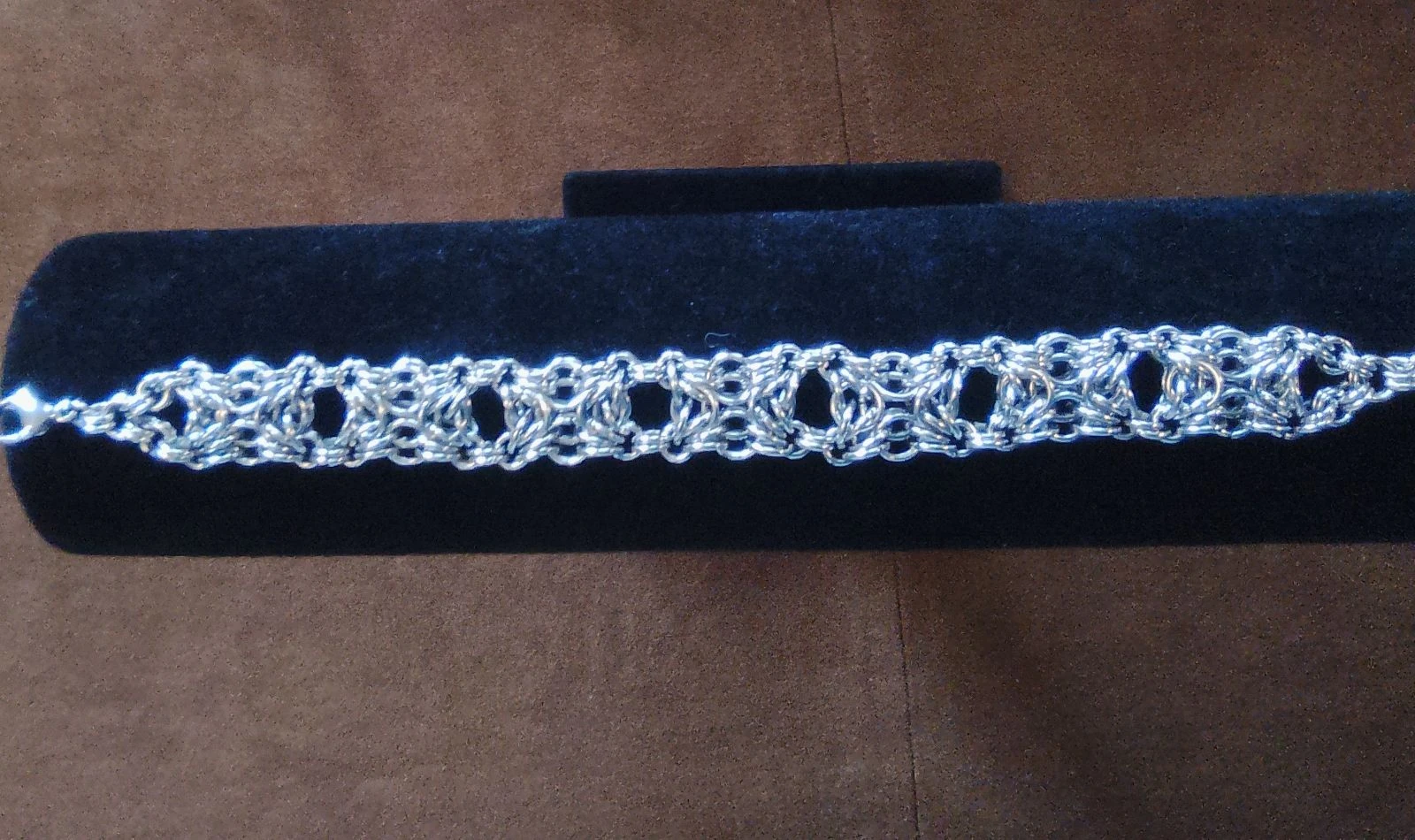 Unisex Byzantine Chainmail Cuff Bracelet "diamond" – photo 4